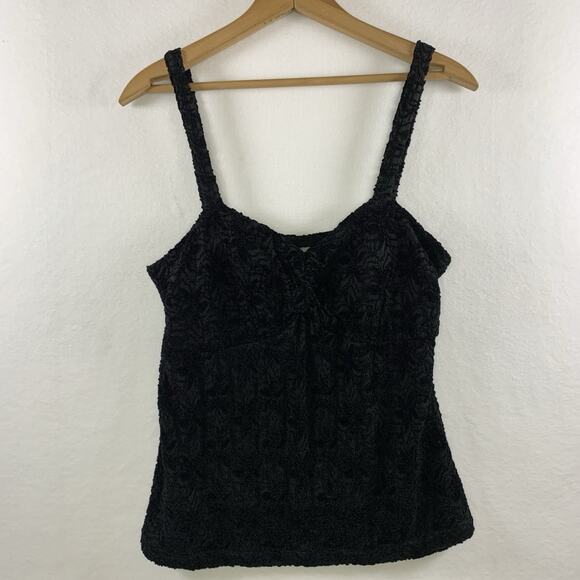 Vanity Womens Textured Velvet Burnout Babydoll Tank Top Sz XL Coquette Goth Y2K - Picture 1 of 13